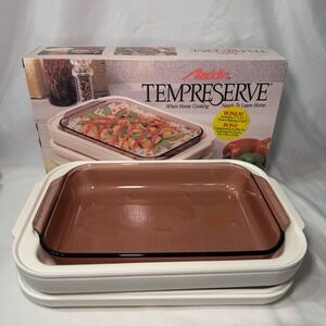 Aladdin Tempreserve Insulated Food Server ICC500 White & 9x13 Amber Pyrex Dish